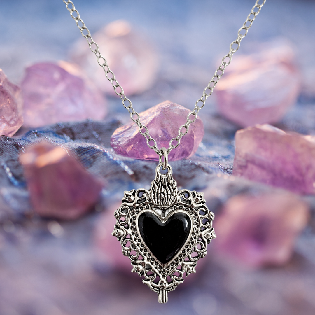 Heart of Shadows Gothic Enamel Pendant