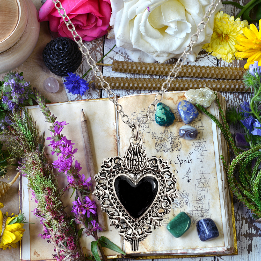 Heart of Shadows Gothic Enamel Pendant