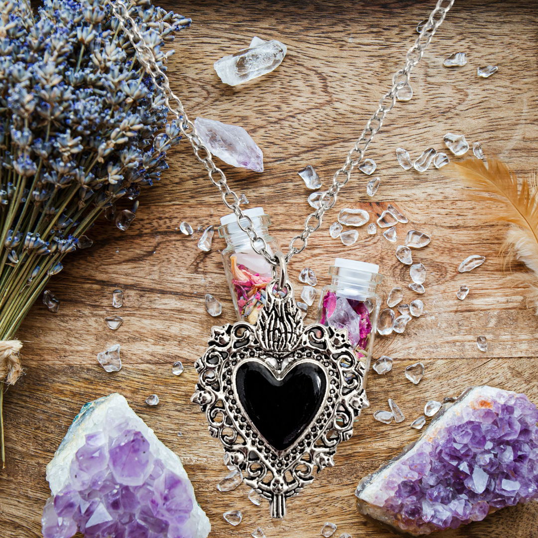 Heart of Shadows Gothic Enamel Pendant