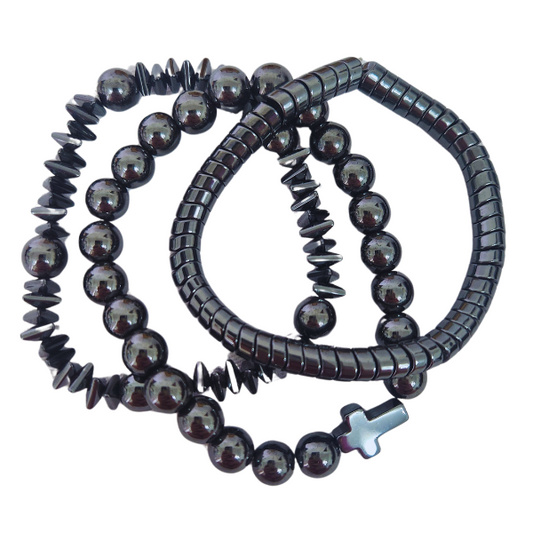 Guardian of Shadows Hematite Stack Bracelet