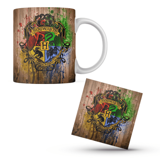 Hogwarts Themed Printed Coffee Cup and Coaster Set