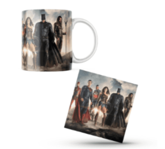 Justice League Themed Printed Coffee Cup and Coaster Set