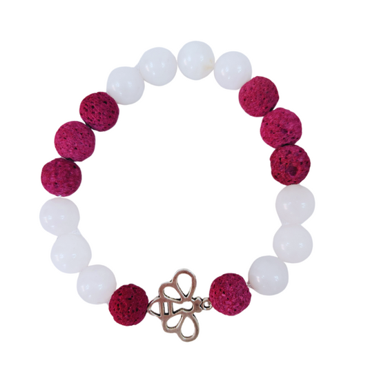 Love's Embrace Rose Quartz and Lava Beads Crystal Bracelet