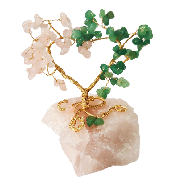 Love's Harmony Rose Quartz and Green Aventurine Gem Tree