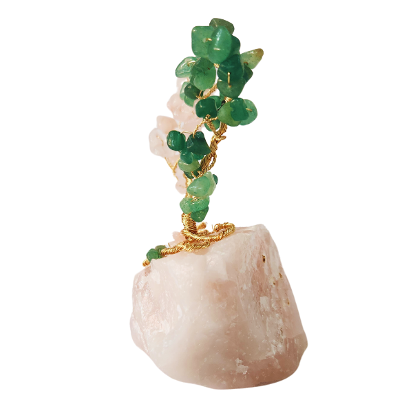 Love's Harmony Rose Quartz and Green Aventurine Gem Tree