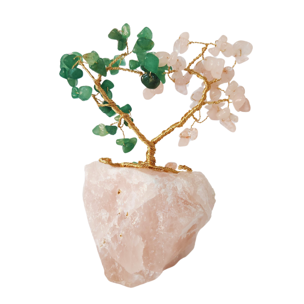 Love's Harmony Rose Quartz and Green Aventurine Gem Tree