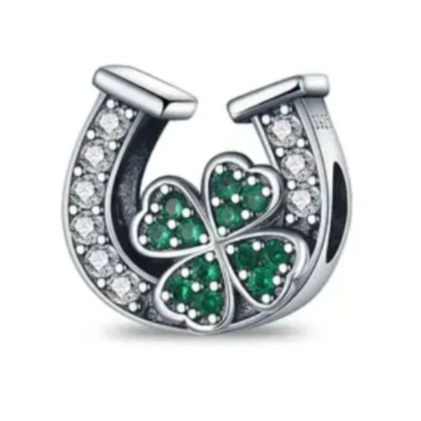 Lucky Horseshoe and Four-leaf Clover Charm