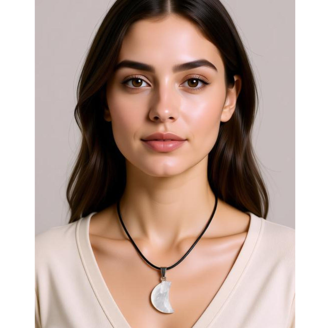 Lunar Clarity Clear Quartz Moon Necklace