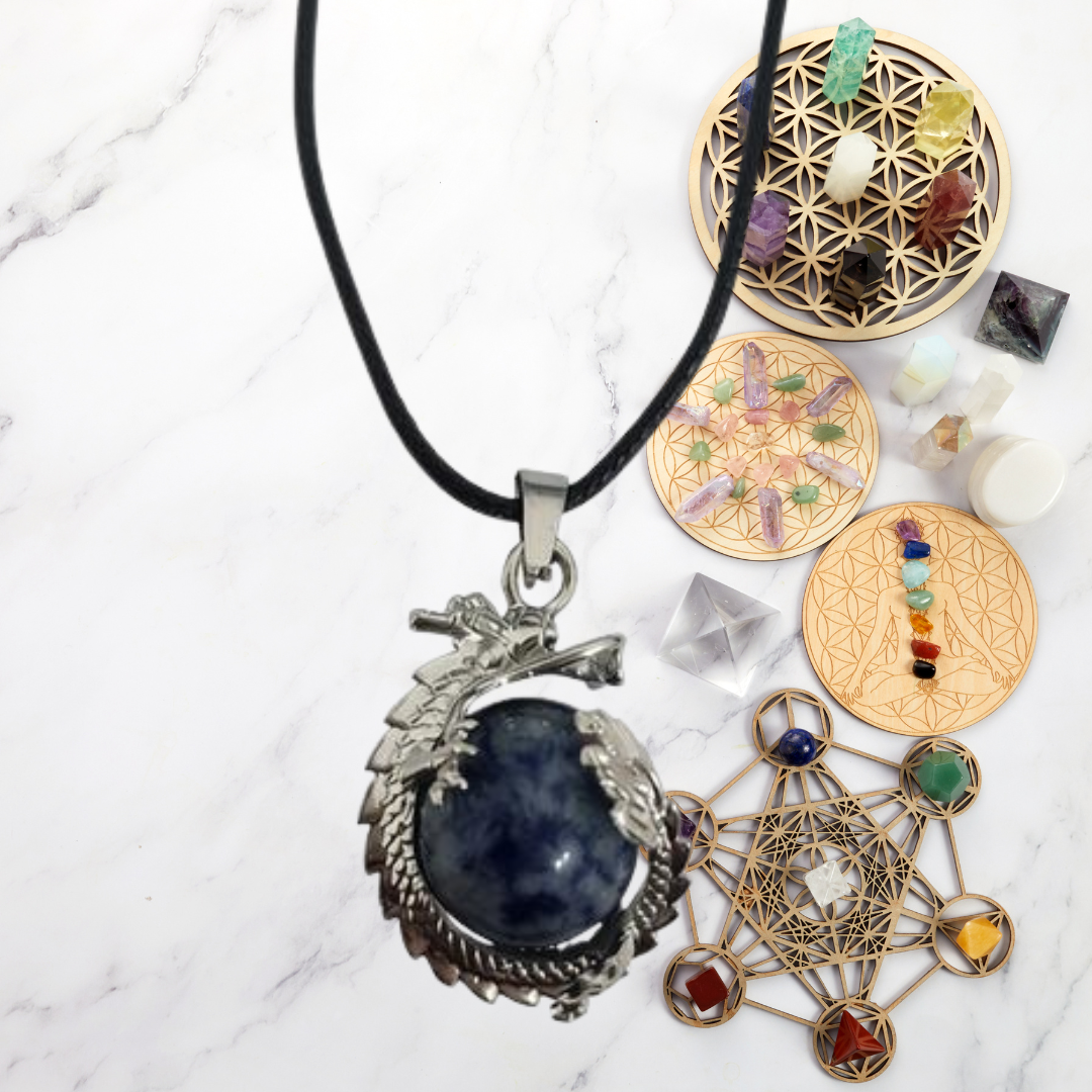 Midnight Insight Sodalite Dragon Necklace