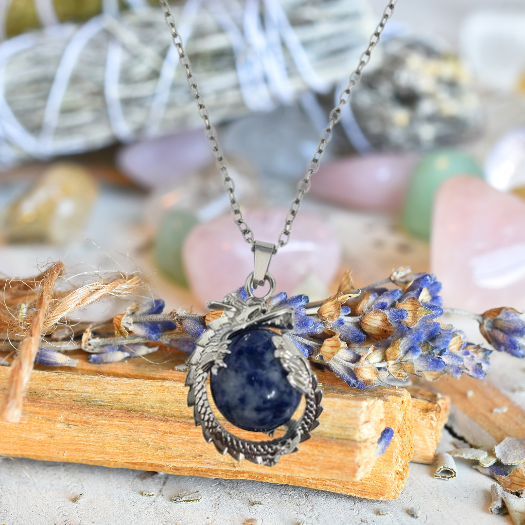 Midnight Insight Sodalite Dragon Necklace