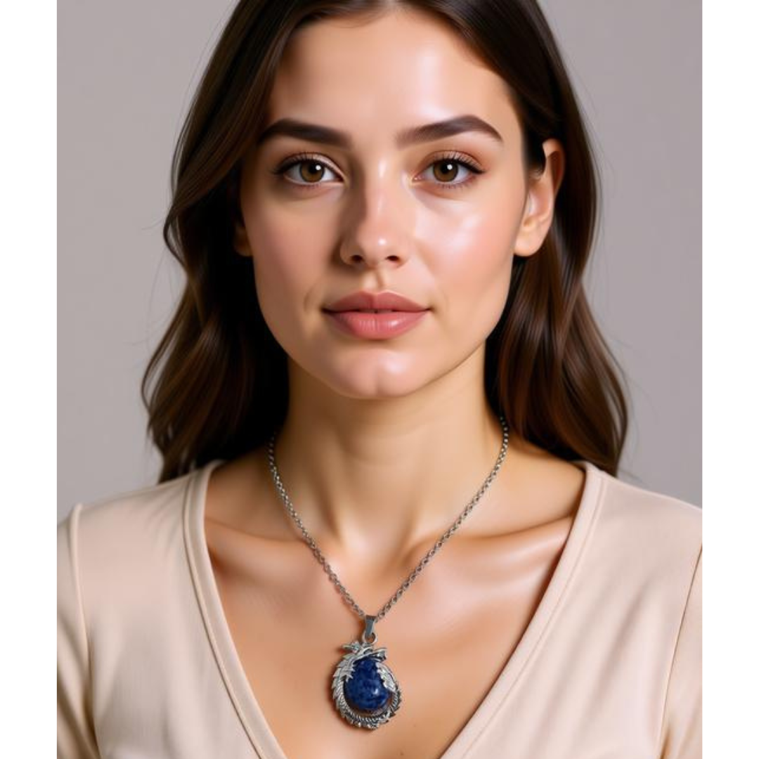 Midnight Insight Sodalite Dragon Necklace