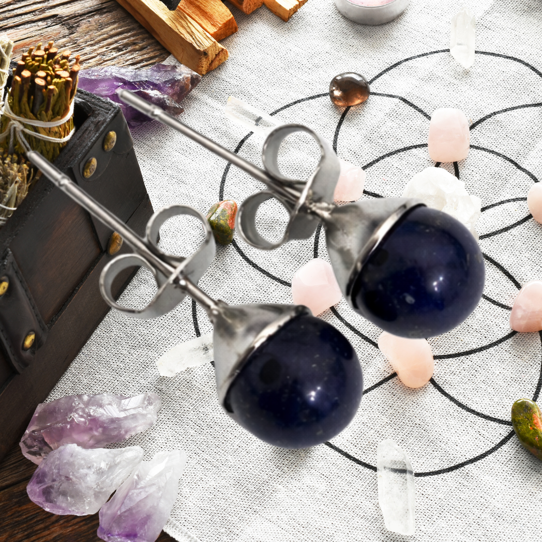 Midnight Wisdom Lapis Lazuli Stud Earrings