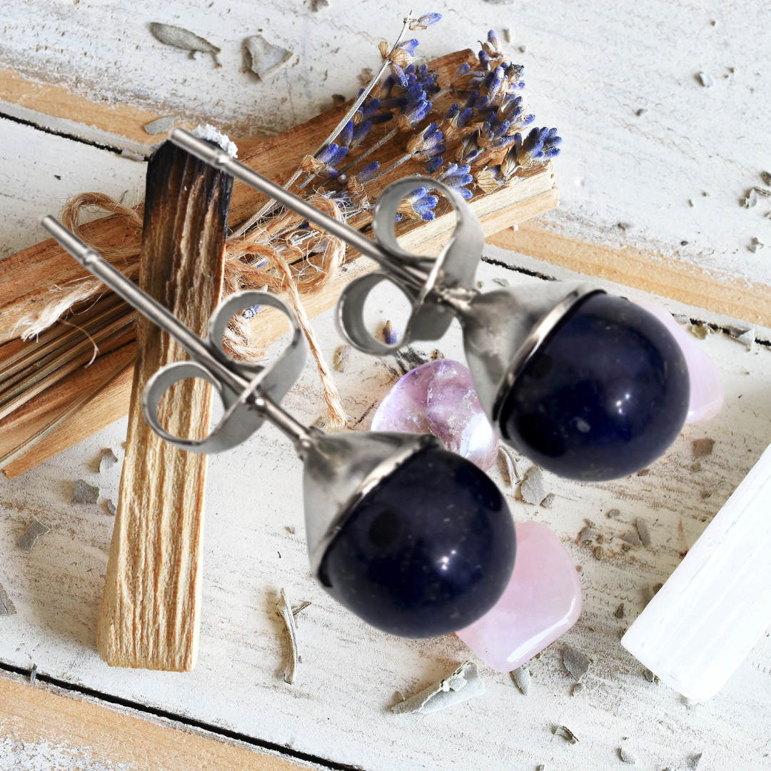Midnight Wisdom Lapis Lazuli Stud Earrings