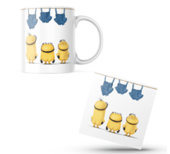 Minion Themed Printed Coffee Cup and Coaster Set