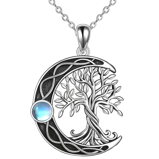 Moonroot Tree of Life Crescent Pendant Necklace