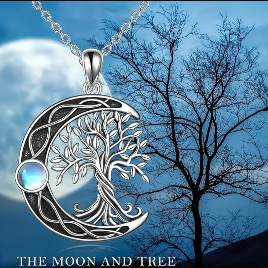 Moonroot Tree of Life Crescent Pendant Necklace