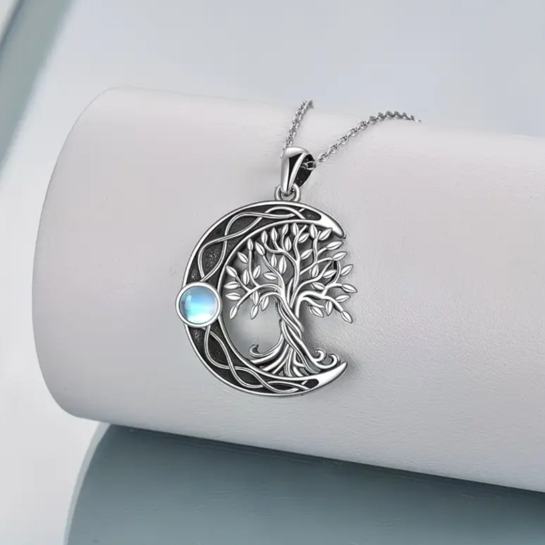 Moonroot Tree of Life Crescent Pendant Necklace