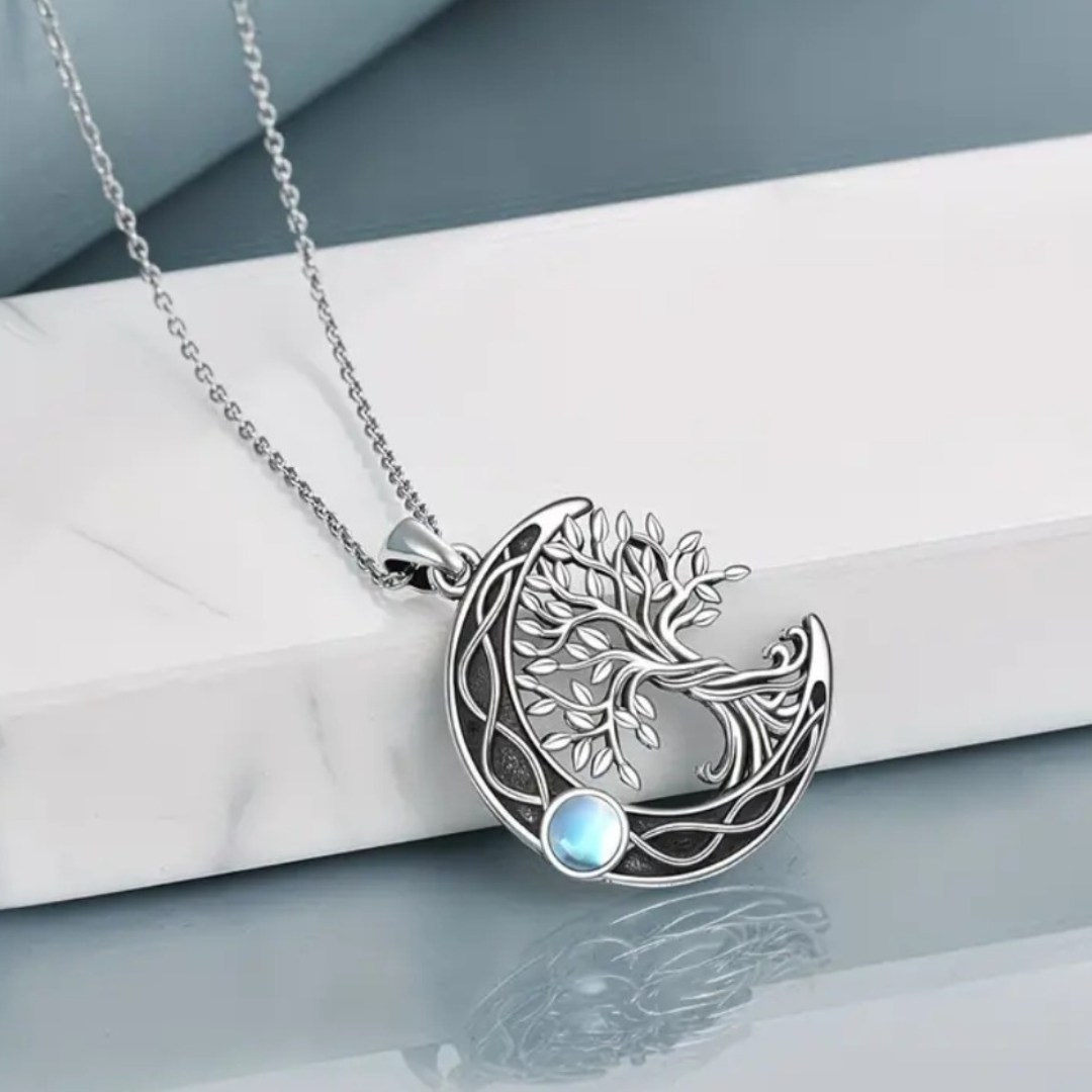 Moonroot Tree of Life Crescent Pendant Necklace