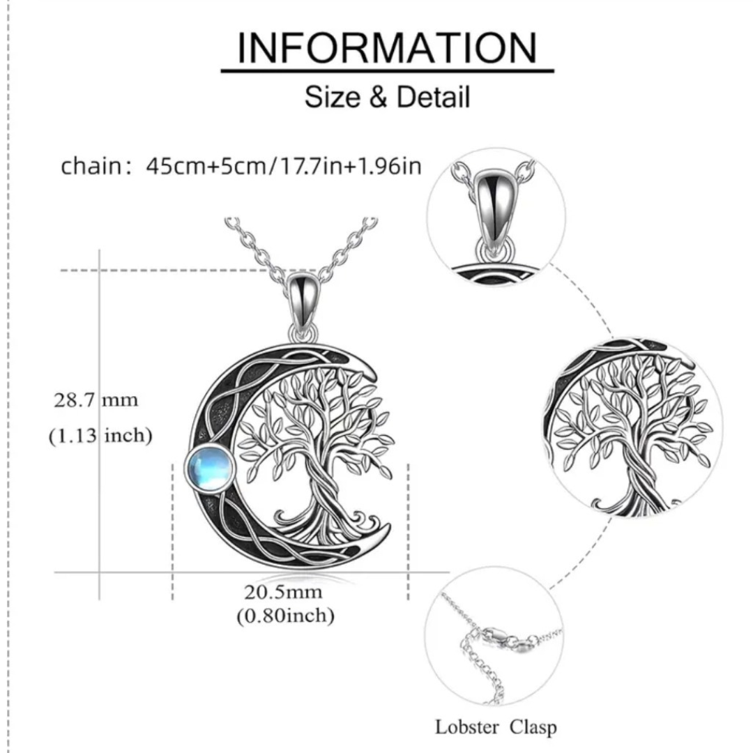 Moonroot Tree of Life Crescent Pendant Necklace
