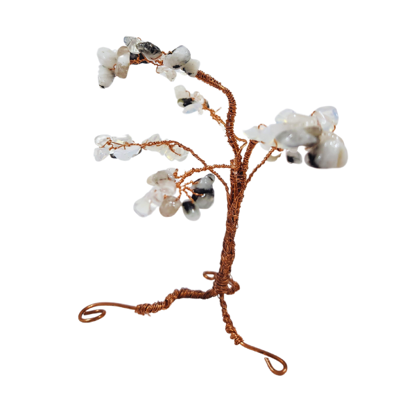 Moonstone and Clear Quartz Gem Tree Harnessing Balance and Intuition