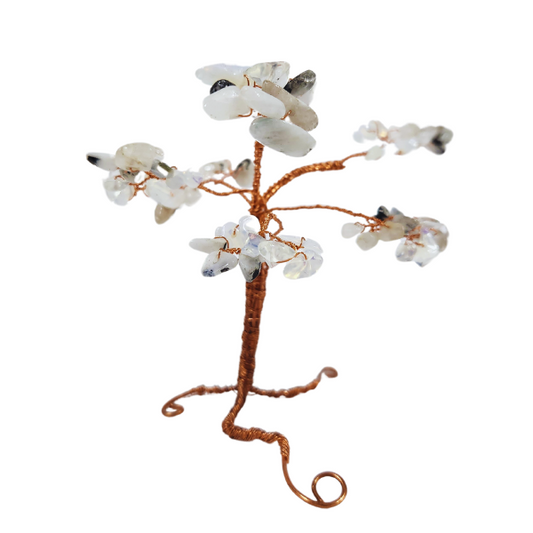 Moonstone and Clear Quartz Gem Tree Harnessing Balance and Intuition