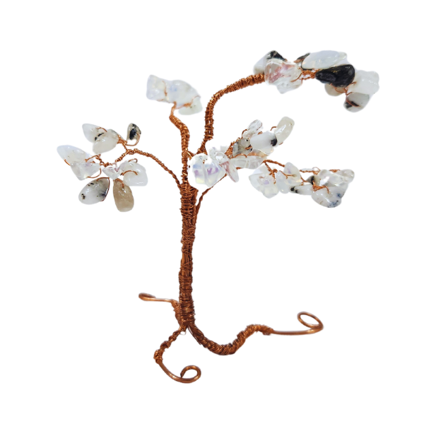 Moonstone and Clear Quartz Gem Tree Harnessing Balance and Intuition