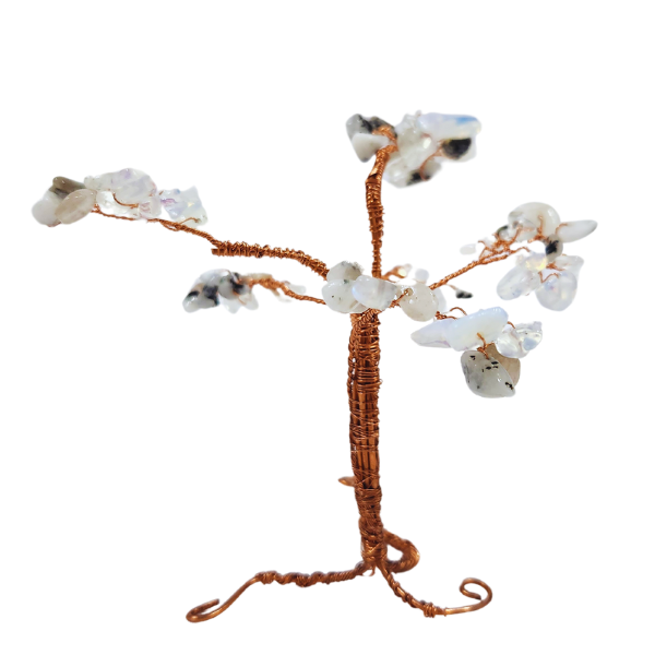 Moonstone and Clear Quartz Gem Tree Harnessing Balance and Intuition