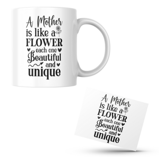 Mothers Day - A Mother is Like a Flower Each One Beautiful and Unique Coffee Cup and Coaster Set