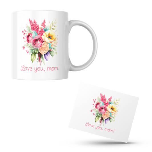 Mothers Day - Love You Mom Coffee Cup and Coaster