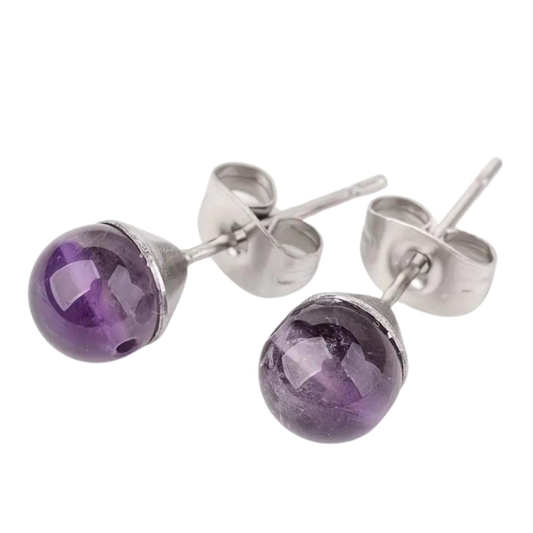 Mystic Calm Amethyst Stud Earrings