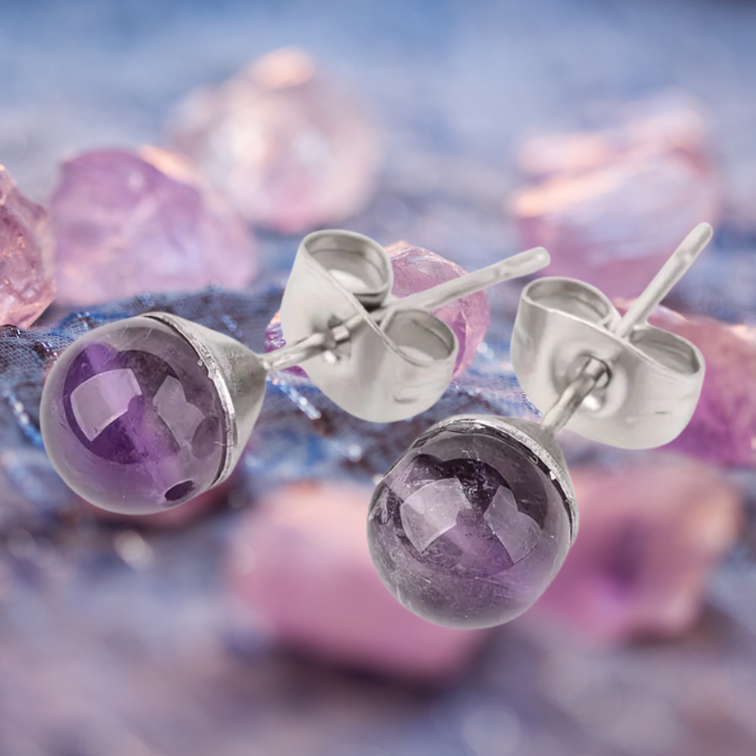 Mystic Calm Amethyst Stud Earrings