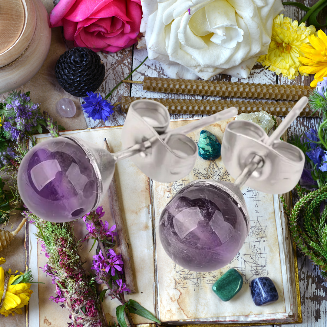 Mystic Calm Amethyst Stud Earrings