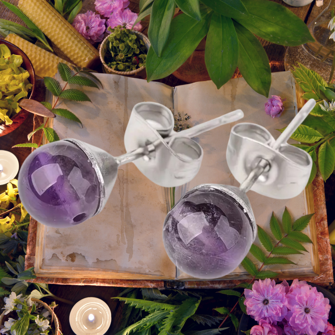 Mystic Calm Amethyst Stud Earrings