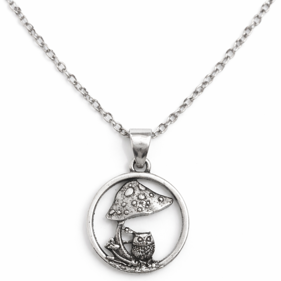 Mystic Owl & Mushroom Necklace