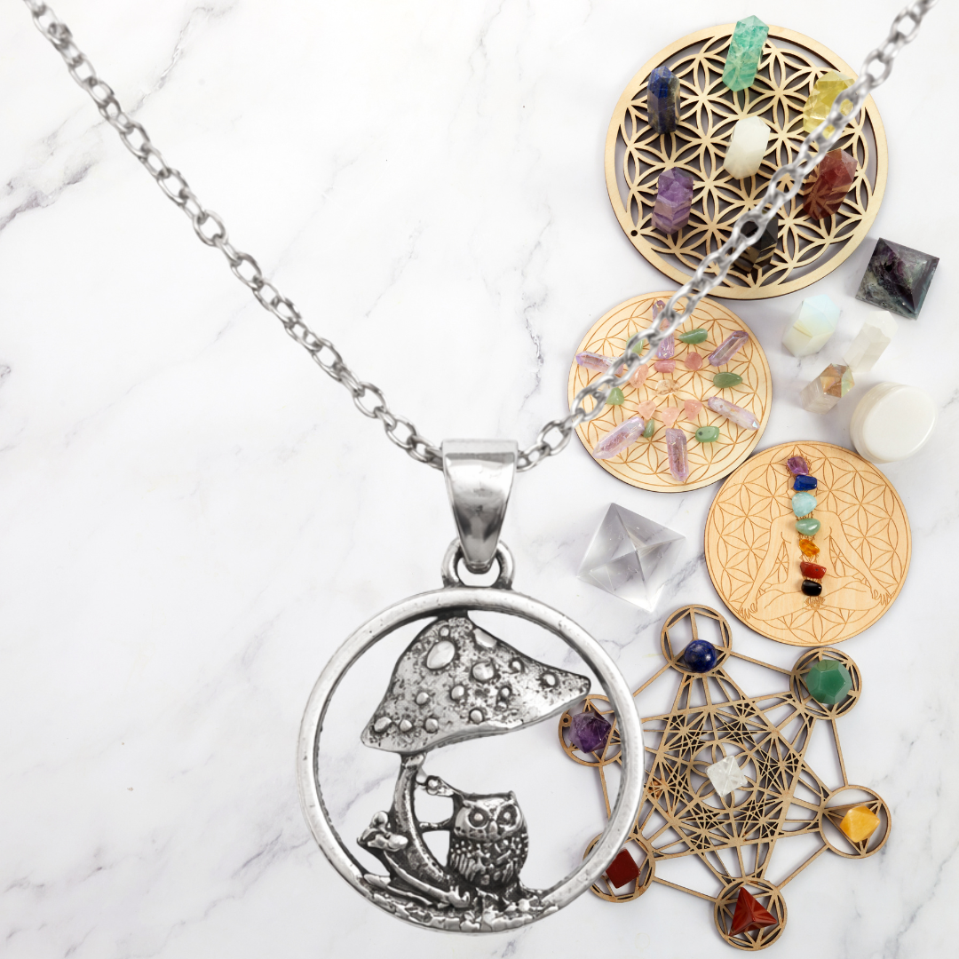 Mystic Owl & Mushroom Necklace