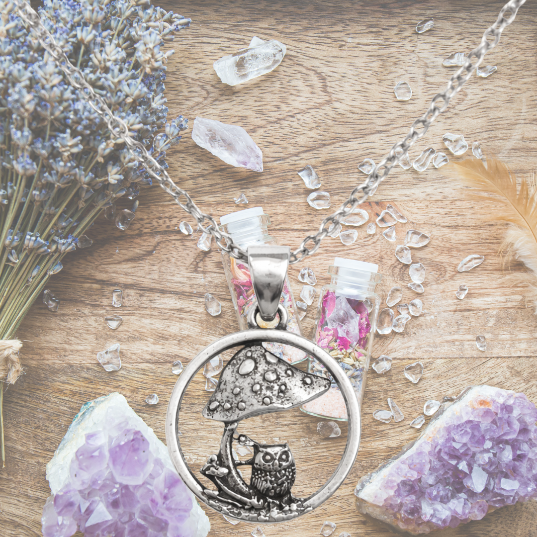 Mystic Owl & Mushroom Necklace