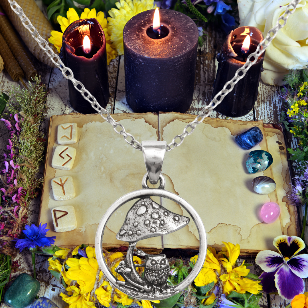 Mystic Owl & Mushroom Necklace