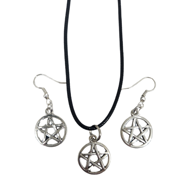 Mystic Pentagram Earrings & Necklace Set – Symbol of Protection & Power 🔮✨