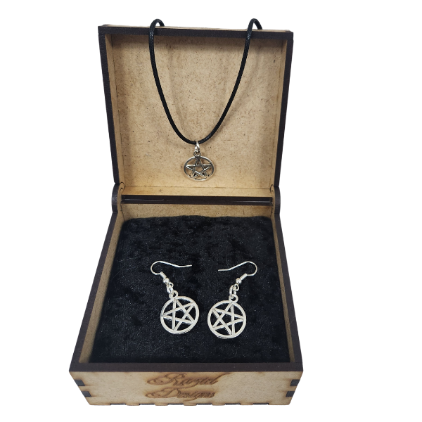 Mystic Pentagram Earrings & Necklace Set – Symbol of Protection & Power 🔮✨
