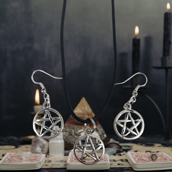 Mystic Pentagram Earrings & Necklace Set – Symbol of Protection & Power 🔮✨