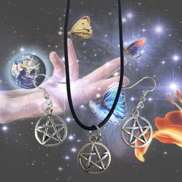 Mystic Pentagram Earrings & Necklace Set – Symbol of Protection & Power 🔮✨