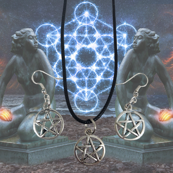 Mystic Pentagram Earrings & Necklace Set – Symbol of Protection & Power 🔮✨