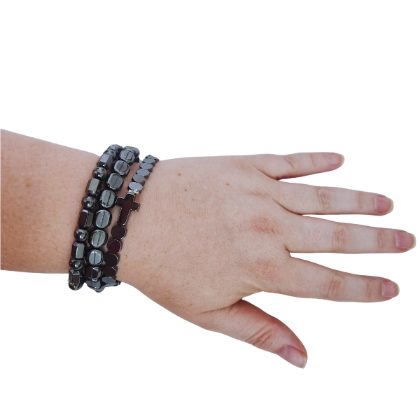 Mystic Shield Hematite Stack Bracelet