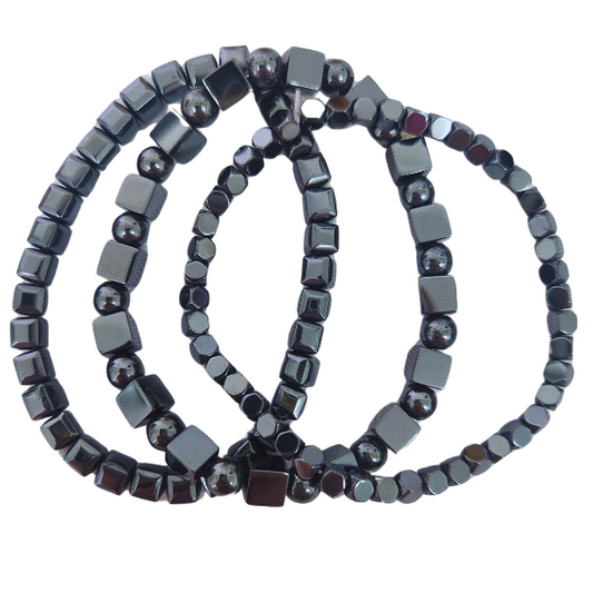 Mystic Shield Hematite Stack Bracelet