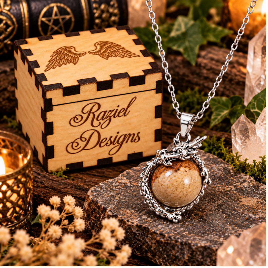Jasper Dragon Pendant Necklace