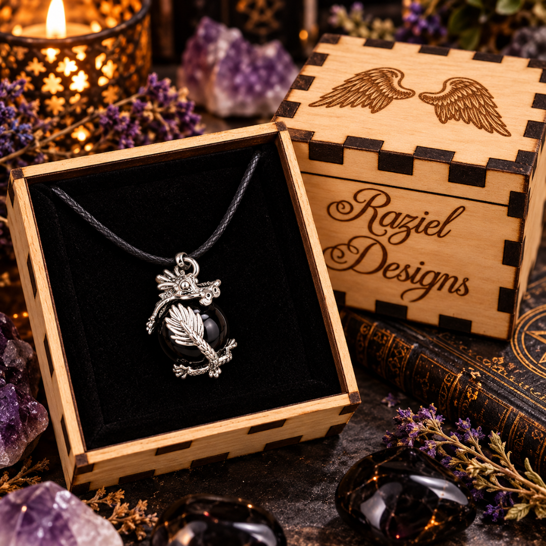 Black Obsidian Dragon Pendant Necklace