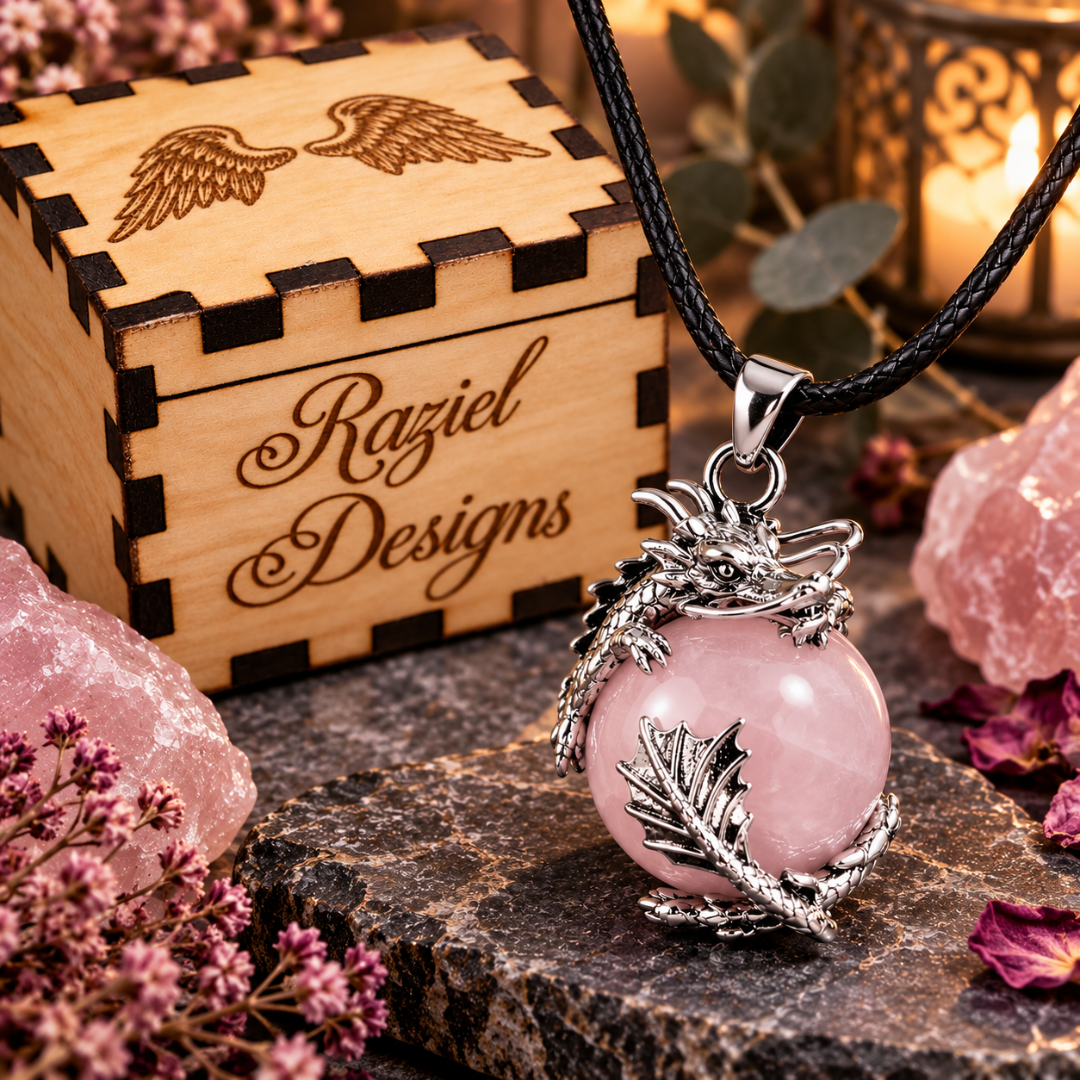 Rose Quartz Dragon Necklace