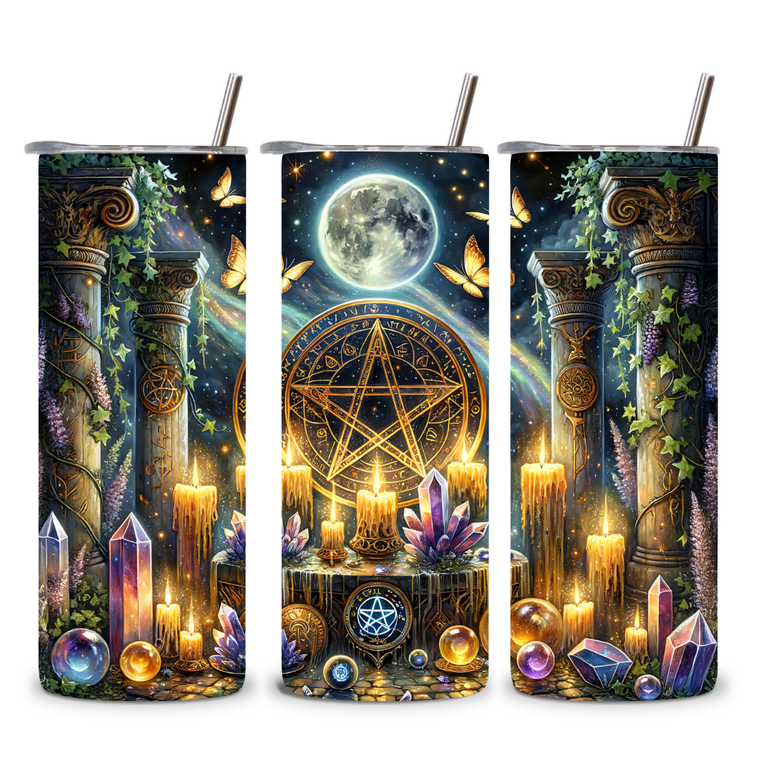 Mystical Moonlit Pentagram Tumbler
