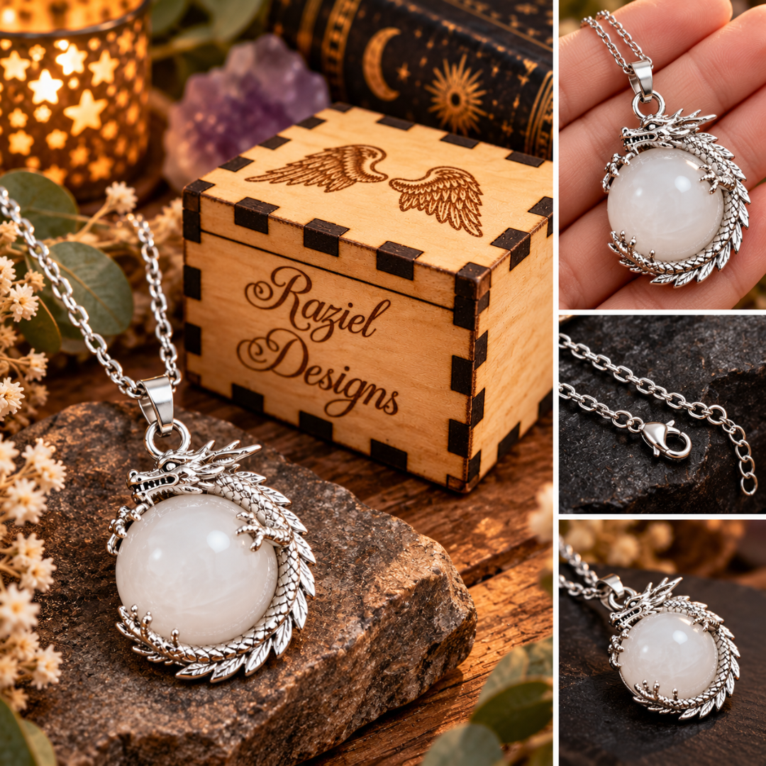 Clear Quartz Crystal Dragon Pendant Necklace