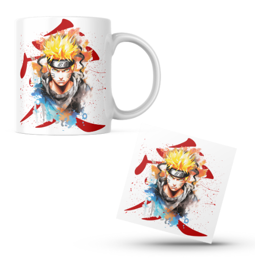 Naruto Themed Printed Coffee Cup and Coaster Set